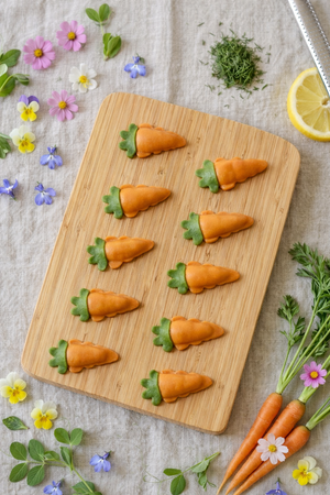 Carrot-Shaped Pasta Raviolis with Natural Dyes